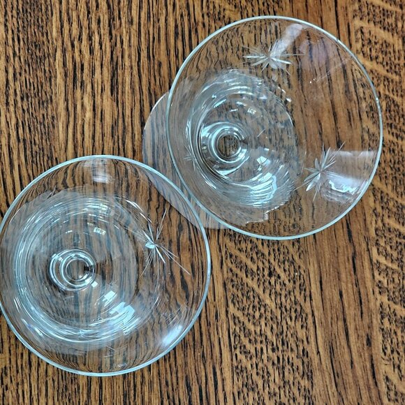 Etched Atomic Starburst Cocktail Glasses MCM 6-point star Susquehanna dessert (3 - Picture 8 of 14